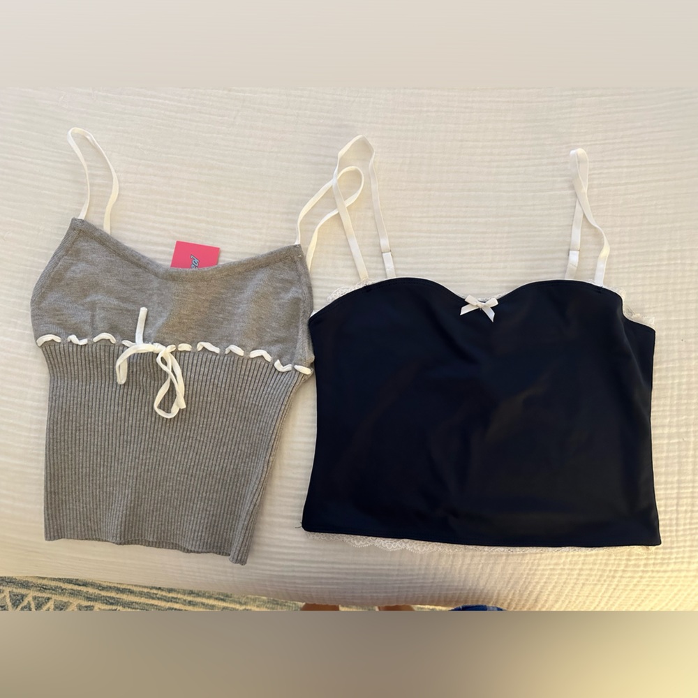 Edikted NWT Tops!! Emily Knit Tank Top + Alara Lace Trim Tank Top